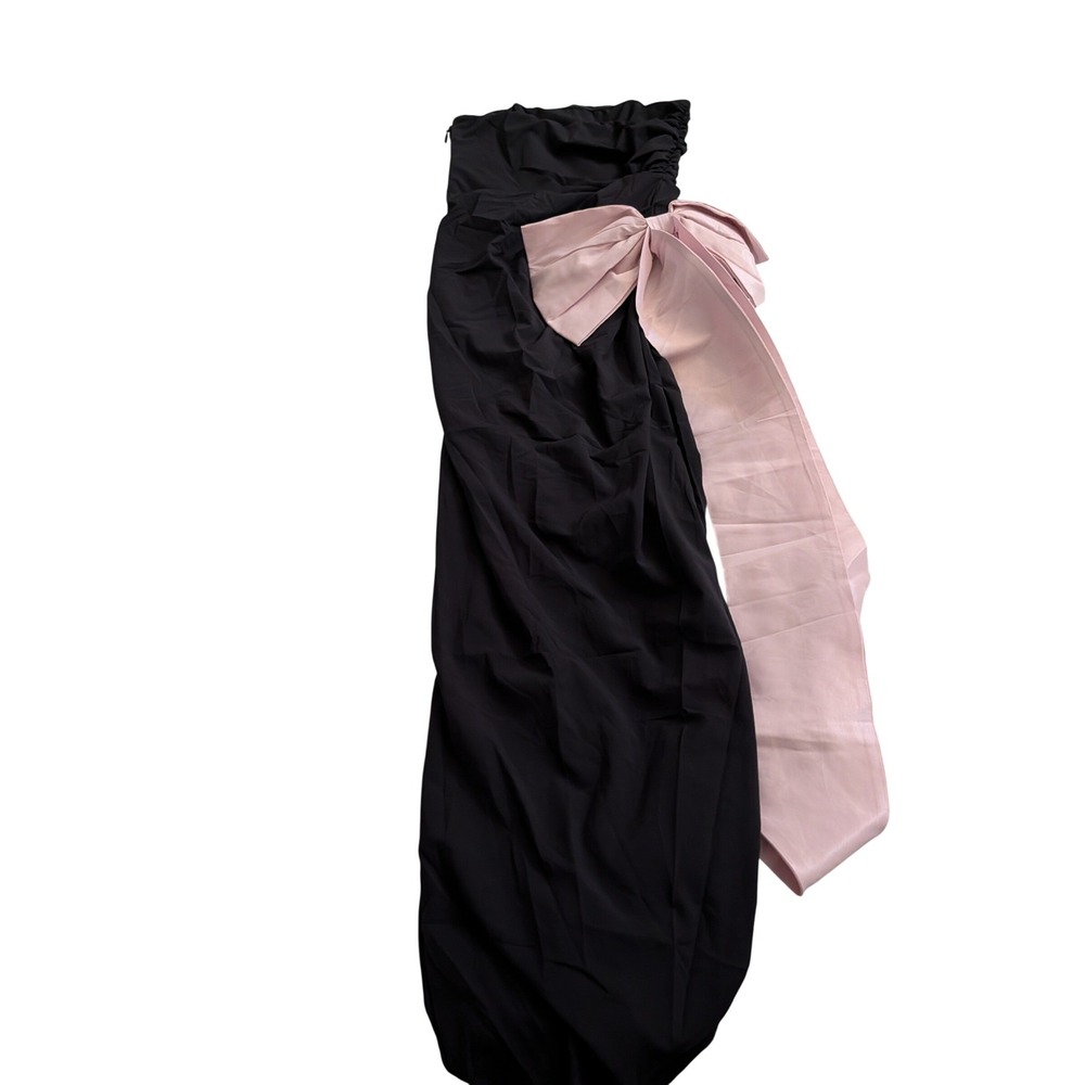 Oh Polly Angelique Strapless Bow Detail Maxi Dress Black Pink US 8 NEW Formal - Picture 6 of 10